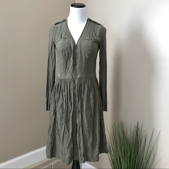 Anthropologie Dresses & Skirts - Parameter Olive Green Zip Long Sleeve Dress